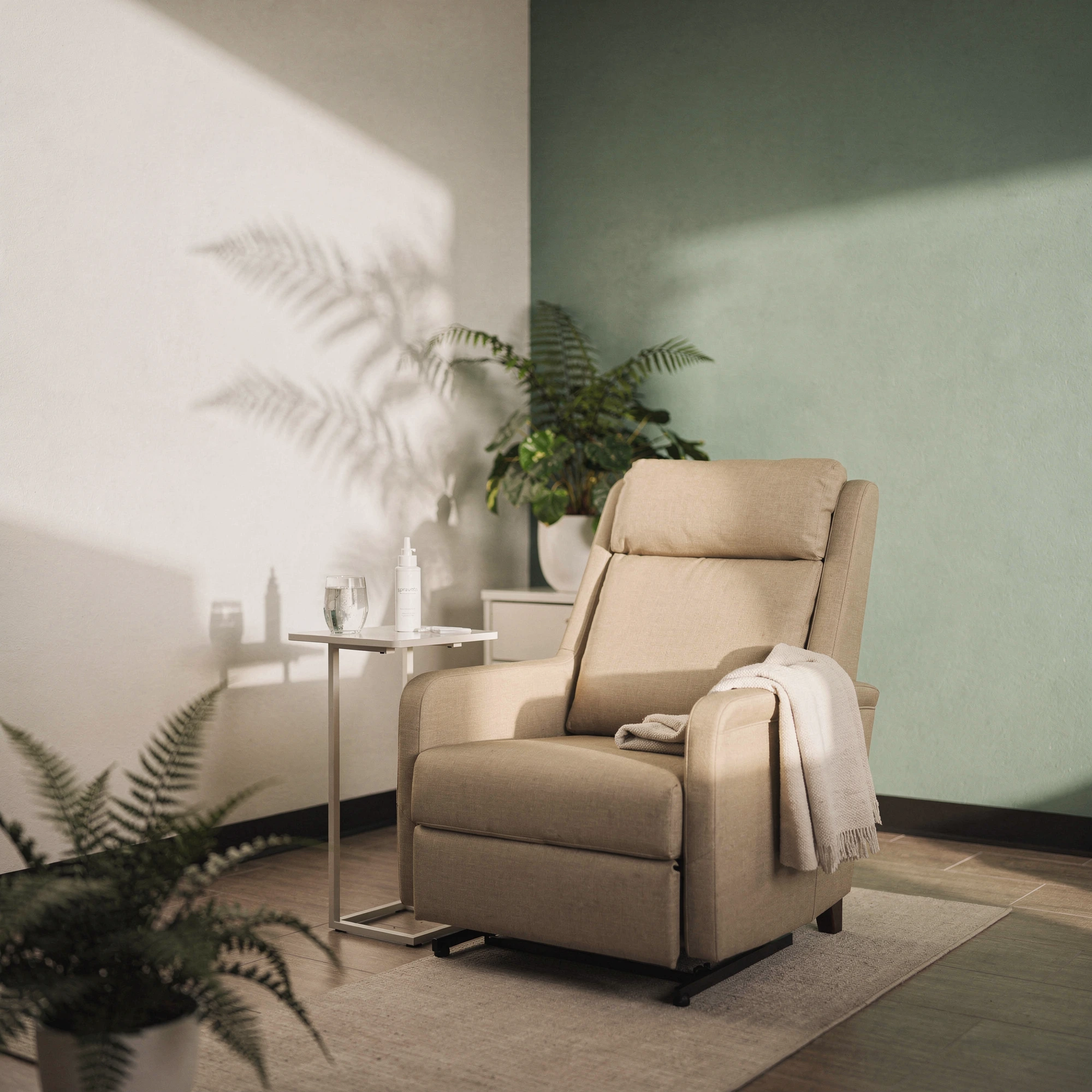 Patient relaxing in a recliner during a Spravato session near Georgetown, TX